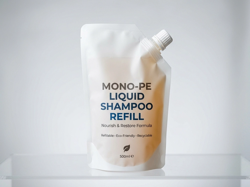 Liquid Spout Stand-Up Pouch - Factory Direct 100% Mono-PE Recyclable Packaging Solution for Cosmetics, Beauty & Personal Care